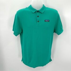 Patagonia Shirt Men’s S Blue Green Polo Organic Cotton Short Slv Outdoors READ